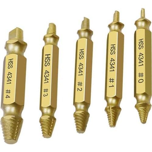 5PCS Damaged Screw Extractor Drill Bits Guide Set Broken Speed Out Easy Out Bolt Screw High Strength Remover Tools