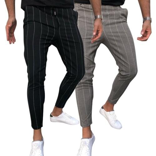 2021 Spring Summer New Door High Quality Mens Stripe Lace-up Sweatpants Slim Business Casual Jogger Men Pants