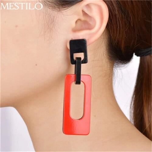 MESTILO New Fashion Big Acrylic Drop Earrings Geometric Square Earrings For Women Vintage Acetic Acid Resin Long Dangle Earrings
