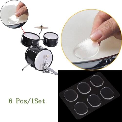 6pcs/set New Snare Drum Mute Pad Drum Damper Gel Pads Snare Tom Drum Muffler Mute Transparent Percussion Instrument Accessorie