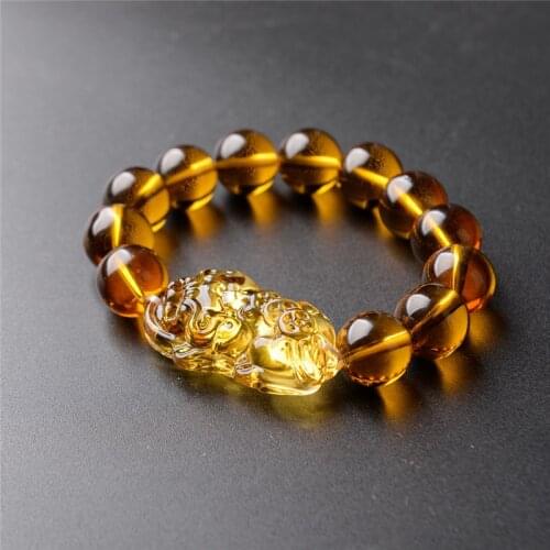 Wholesale price Fashion Feng Shui Yellow Pi Yao Pi Xiu Bracelet Bead for Wealth Luck 10mm