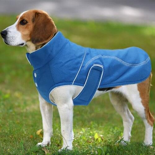 Autumn and winter warm big dog clothes polar fleece dog coat reflective striped dog clothes