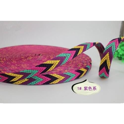 2.2cm 22mm 7/8 Polyester Trim National Jacquard Ribbon Shoes Hats Bags Belts Clothing Decoration Webbing Purple Arrow Dog Collar