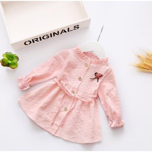 New 2017 Spring Fashion Girls Cloak Princess Jacket Cute Baby Girl Dress Long Sleeve Belt printing Kids clothing free shipping