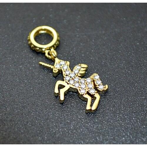 Gold Plating Rhinestone Crystal Setting Pegasus Unicorn Flying Horse Animal Charms For Bracelet Making Findings 20pc/lot