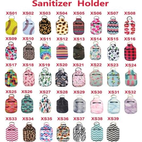 30ml Portable Sanitizer Travel Bottles With 24kind Colorful Neoprene Keychain Holder Flip Cap Refillable Bottles For Liquids