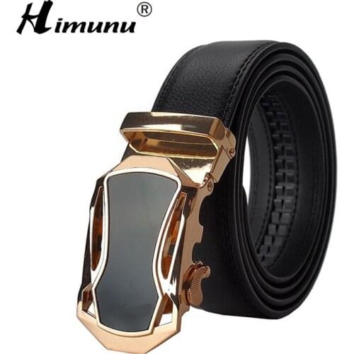 [HIMUNU] Brand Designer Belts Men High Quality Automatic Buckle Cowhide Genuine Leather Luxury belts for men 110-130cm Men belt