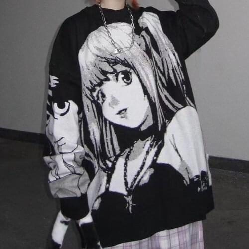 Ropa informal estilo Hip Hop Harajuku para hombre, suéter Vintage Retro de estilo japonés, Jersey de punto de Chica de Anime, Ot