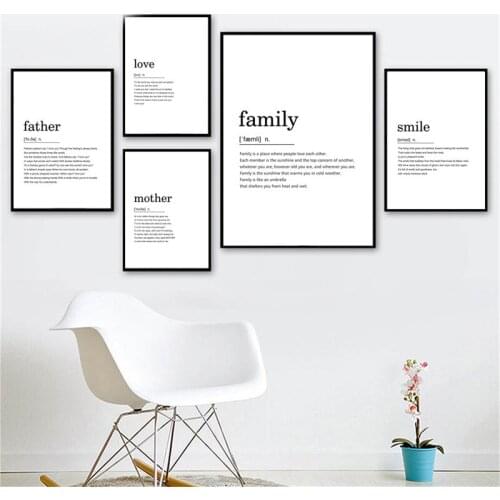 Family&Father&Mother Quotes Wall Art Prints Nordic Living Room Quadro Decor Black Words Canvas Painting Art Posters and Prints