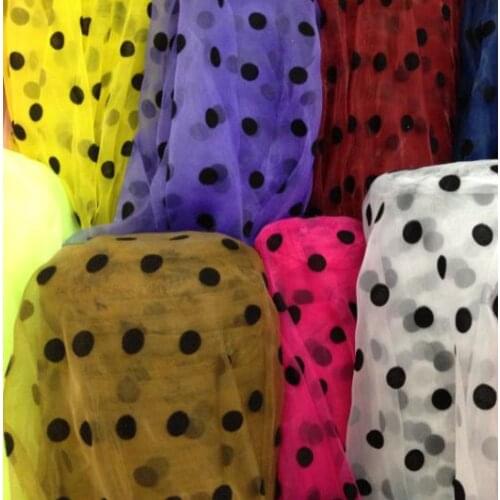 150cm*100cm Flocked 1cm dot mesh gauze material matt organza wedding decoration high density mesh yarn transparent diy fabric