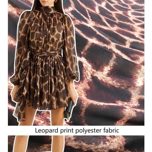 Leopard printed chiffon polyester fabric 145cm width Brand custom fashion ladies shirt pajamas sewing twist fabric for dress