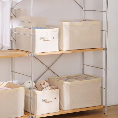 Folding Cotton Linen Fabric Storage Boxes Foldable Bins Toys Organizer Storage Basket Laundry Basket Organizer