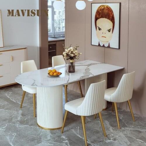Modern Light Luxury Italian Dining Table For Small Apartment Glossy Rock Board Dining Table In High Quality Restaurant Furniture