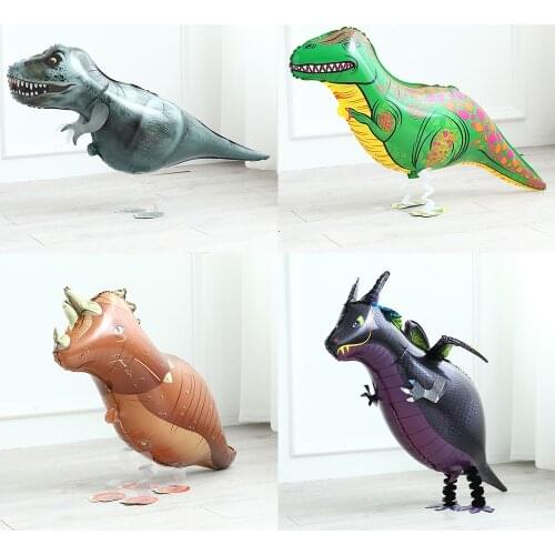 Stand Walking Dinosaur Balloons Dinosaur Theme Party Supplies Kids Birthdays Decoration Jungle Dinosaur foil Globos Baby Shower