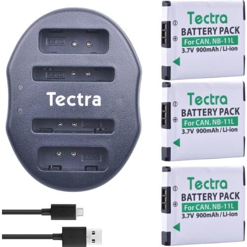 Tectra 3PCS NB-11L NB 11L Battery + USB Dual Charger for Canon PowerShot A2300 IS A2600 A4000 IS ELPH 110 HS ELPH 150 HSIXUS 155
