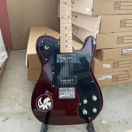 Tele Electric Guitar ELM Body P90 Pickups 2V 2T Wine Red Color Maple Fingerboard High Quality Guitarar Free Shipping