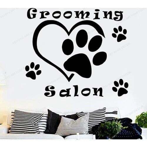Grooming Salon Wall Decal Vet Shop Decor Dog Grooming Vinyl wall Sticker Pet Shop window removable wall art mural HJ754