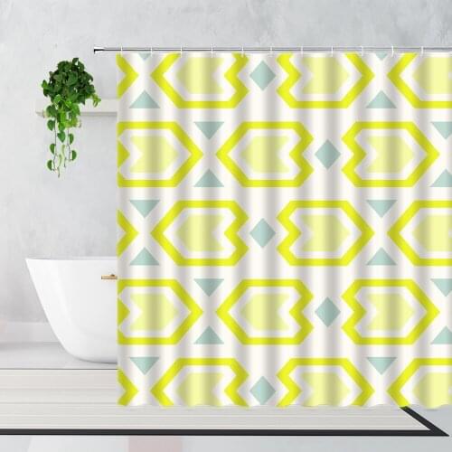 Yellow Red Blue Gray Geometric Shower Curtain Nordic Simplicity Home Decor Accessories Waterproof Bath Curtains Washable Screen
