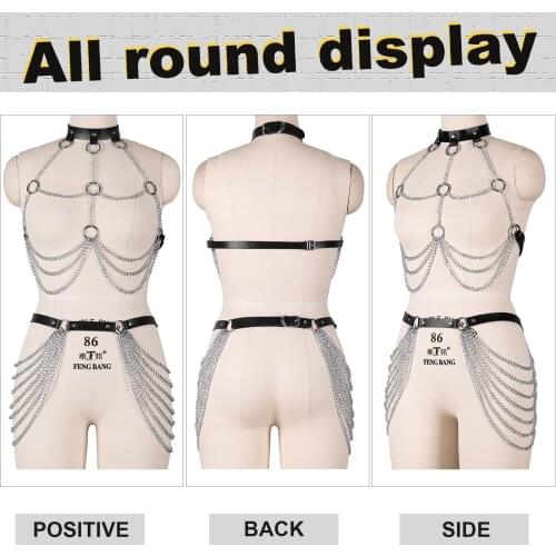 Sexy Harness Body Chain Sets Chain Belts For Women Bdsm Bra Cage Bondage Straps Leather Garter Belt Suspenders Nightclub Wear