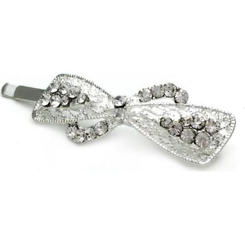 1pcs Cute Girls Bow Tie Rhinestone Crystal Hairpins Headwear Womens Wedding Party Hairgrips Hair Jewelry Barrettes Accessories