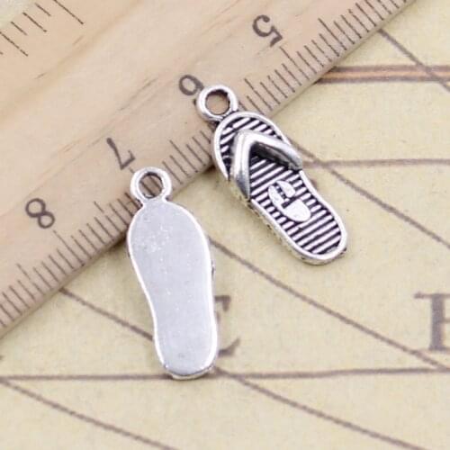 20pcs Charms Flip Flops Slipper 21x8mm Tibetan Bronze Silver Color Pendants Antique Jewelry Making DIY Handmade Craft Pendant