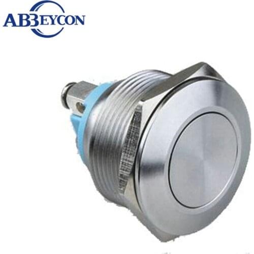 22mm Momentary Short Screw Terminal Resettable Metal Shell Switch 1NO Flat Head 220V Anti-Vandal Waterproof Push Button Switch