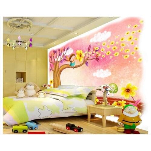 Customzed 3d wallpaper 3d kids wallpaper Romantic fashion cartoon tree children bed room murals 3d room wallpaper