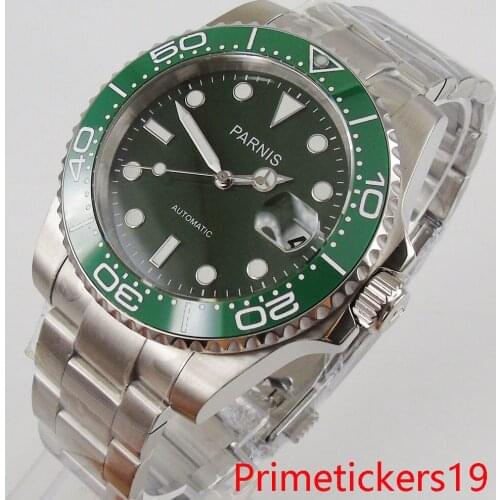 40mm mechanical automatic men wristwatch black dial rotating bezel sapphire glass date indicate stainless steel case