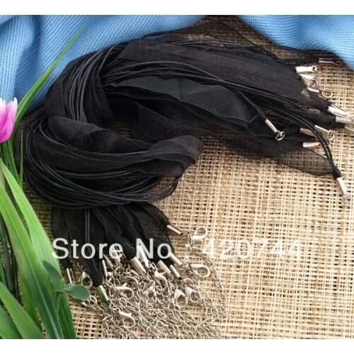50PCS Black Organza Voile Wax Necklace Cords+Lobster Clasp HOT