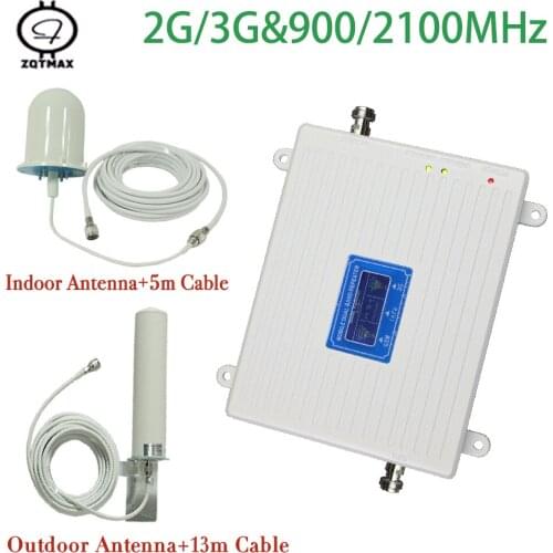 ZQTMAX antenna accessories + gsm 2g 3g Repeater 900 2100 Signal Booster UMTS LTE Smartphone Amplifier Signal