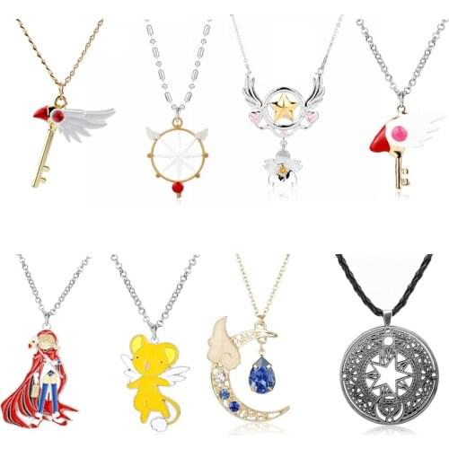 Anime Jewelry Chain Necklace Card Captor Sakura Star Scepter Pendants&Necklaces Cartoon Charm Choker Women Girls Gift