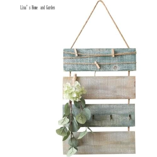 Wood shabby chic decorative wall hook and photo display