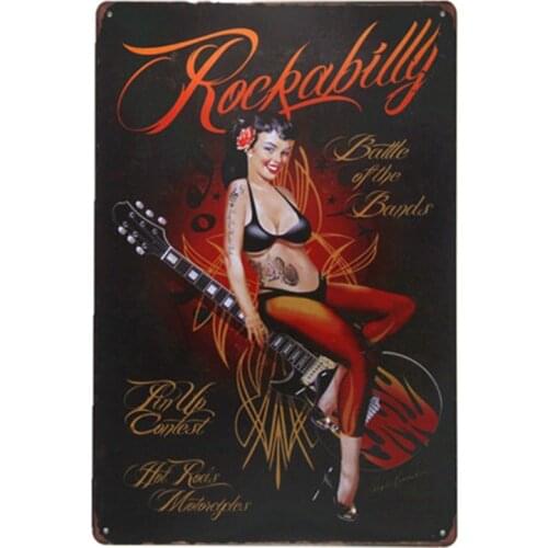 Rockabilly Pin Up Sign Vintage Garage Tin Sign Wall Plaque Decor