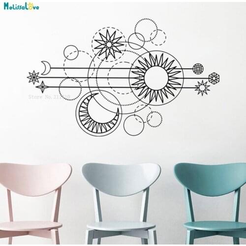 Geometric Moon Phases Wall Decal Moon Phases Decor Phases Sun New Art Design Minimalist Lines Murals Removable YT1929