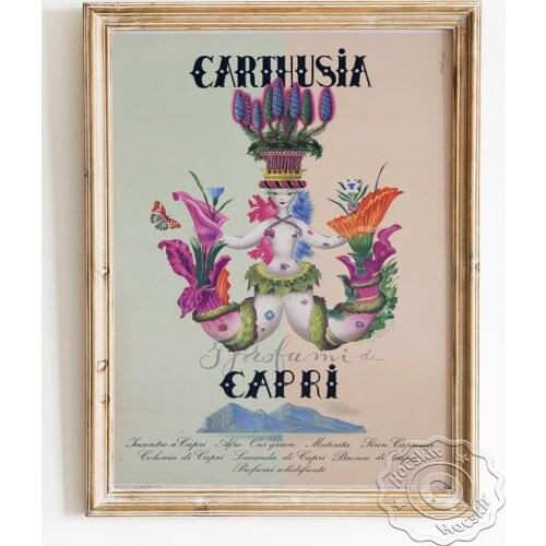 Italy Perfume Advertising Poster, Laboccetta Exhibition Art Prints, Carthusia I Profumi Di Capri Vintage Flower Wall Picture