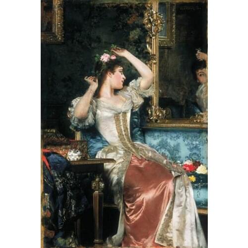 Free shipping classical court figure europe girl flower canvas prints oil painting printed on canvas wall art decoration picture