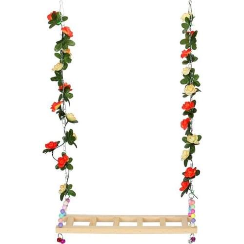 Chicken Parrot Swing Toy Natural Wood Bridge Chicken Parrot Pet Toy Stand Toy Bird Swing Toy Chicken Coop for Chicken