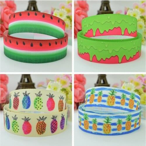 SUPWRF 16 22mm 38 50 75mm Watermelon pineapple Printed grosgrain ribbon hair bow DIY hair accessories decoration 50 Yards B0929