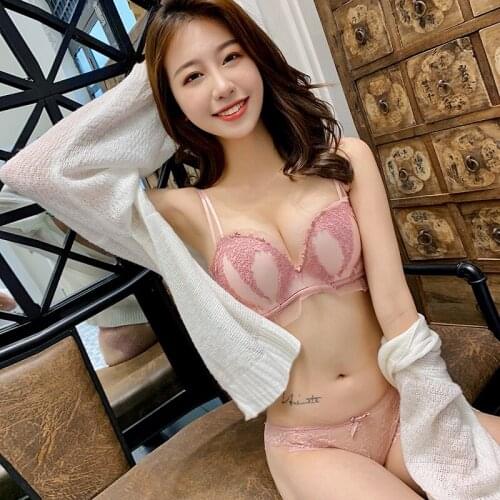 MengShan Sweet maiden cotton bras set Thin sexy lingerie Young girls underwear suit lace Jacquard characteristics 70A70B85A85B