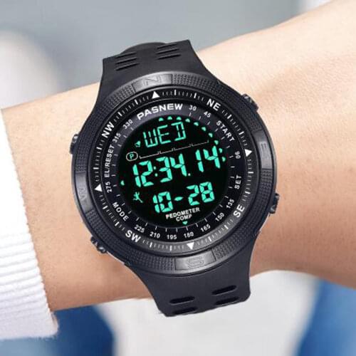 2020 PASNEW Men Watches Top Brand Luxury Sports LCD Electronic Watch 50M Waterproof Swimming Watch Hologe Mannen Montre Homme
