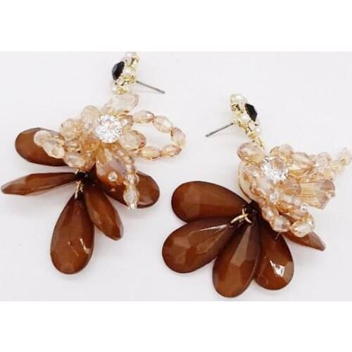 New Korean fashion crystal tassels versatile temperament earrings Casual wild fashion earrings 610
