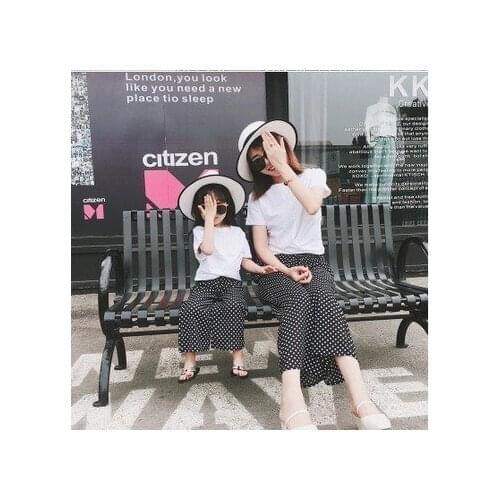 Mommy And Daughter Matching Pants Korean Dot Print Mother Daughter Wide Leg Pants Spring Summer Fashion Matching Family Outfits