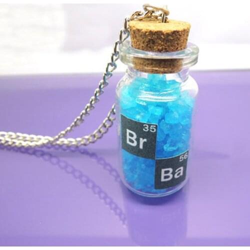 Breaking bad inspired crystal sky blue vial cork bottle necklace bath salt Necklace Gifts Classic