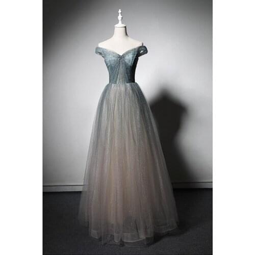 Fairy Tulle Evening Gowns Pleats Tulle with Beads Sequins Long Prom Dresses Lace-Up Back Runway Dress