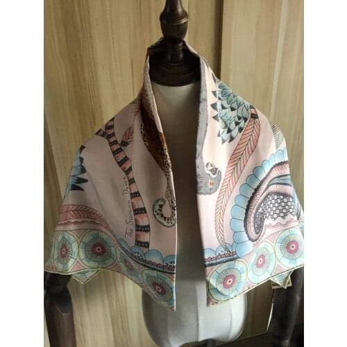 2019 new arrival fashion elegant brand leopard design 100% silk scarf 90*90 cm square shawl twill wrap for women lady girl