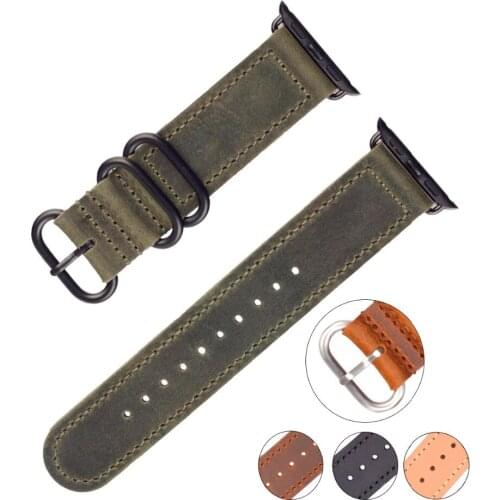 Hot Selling ZULUGenuine Leather Watch Band Fit For Apple Watch Handmade Strap 38/40/42/44mm Different Color with Hand Stitching