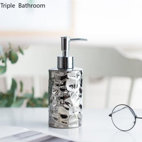 Silver Liquid Lotion Bottle Ceramics Toilet Shower Gel Shampoo Dispensing Bottle Wristband Hand Dispenser Accessories