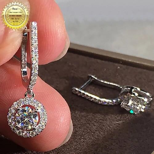 14K Au585 White Gold Earring DVVS Moissanite Diamonds 1 2 4 6Carat Round Wedding Party Engagement Anniversary Gift Earrings