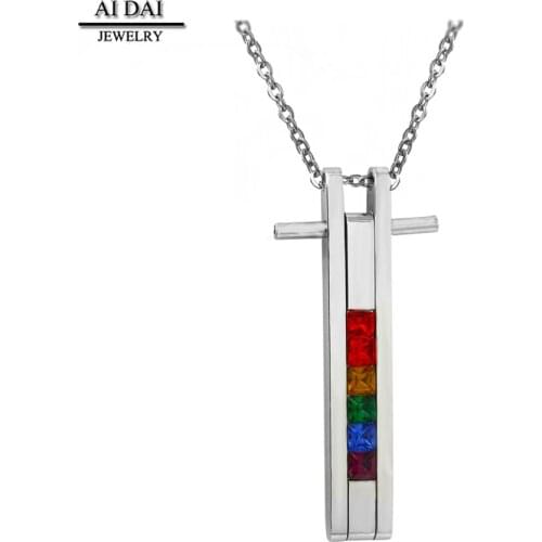 Rainbow Bridge Six-Color Titanium Steel Female Necklace Pendant Jewelry Cross Male Pendant