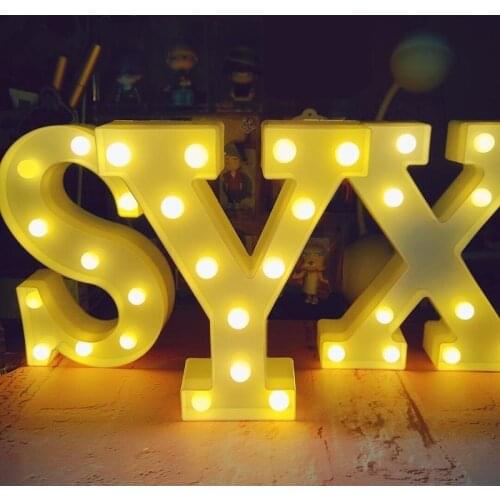 Alphabet Letter LED Lights Luminous Number Lamp Decoration Battery Night Light Party Bedroom Wedding Birthday Christmas Decor
